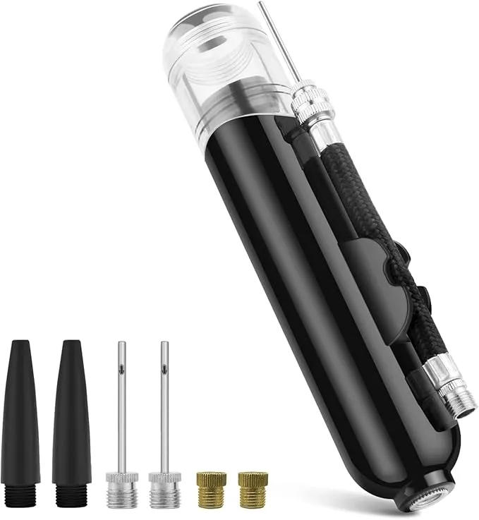 AT Sports Ball Pump, Dual Action Inflate Air Pump with 3 Needles, 2 Presta Valve and 2 Nozzles for Football, Basketball, Volleyball, Balloons, Bikes