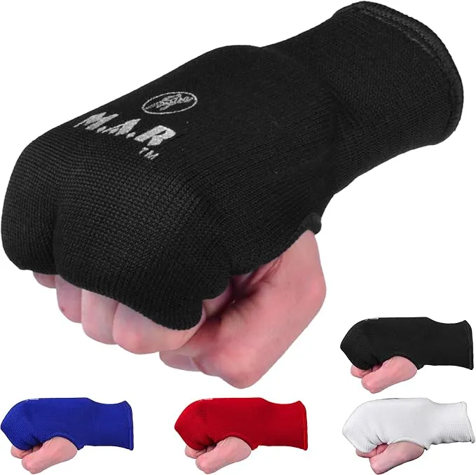 AT Sports Karate Training Mitts, Slip-On Elasticated Design, MMA Hand Protection, Muay Thai, Kickboxing, Unisex Martial Arts Gear for Kids & Adults (Red, S)