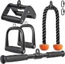 AT Sports  Gym Cable Attachments Set – LAT Pulldown Accessories Weight Training Pulley System for Home Gym, Arm, Biceps Curl, Tricep Workouts Muscle Building