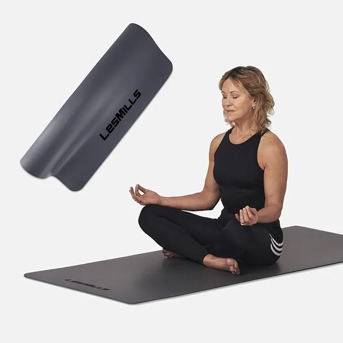 AT Sports Yoga Mat, Grey, 183cm x 68cm (6 feet x 2.2 feet), Vegan Leather Top Improves Grip