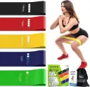 AT Sports Resistance Bands Set for Men and Women, Pack of 5 Different Resistance Levels Elastic Band for Home Gym Long Exercise Workout – Great Fitness Equipment for Training, Yoga – Free Carrying Bag
