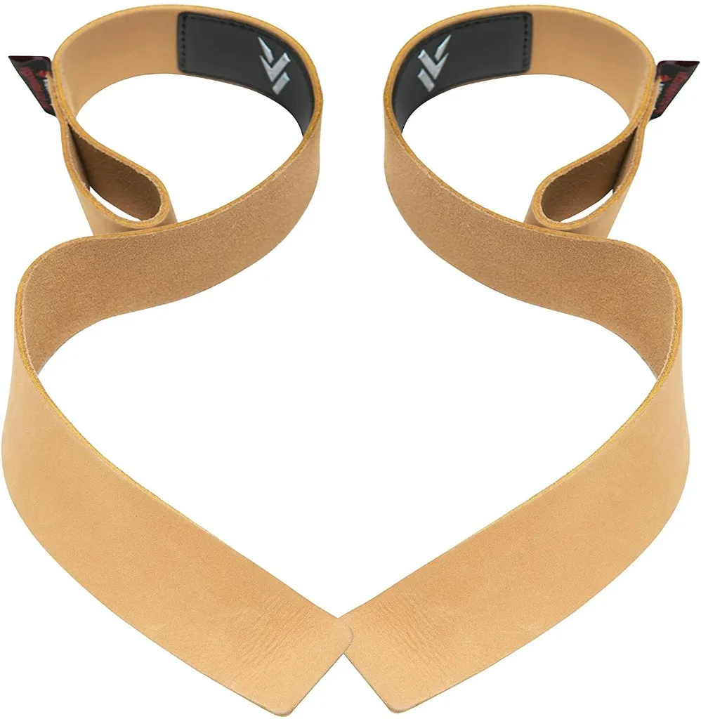 AT Sports Weight Lifting Leather Wrist Straps – Brown Pair for Workout, Gym, and Fitness Training