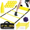 AT Sports 22 Yards Pro Agility Speed Ladder & Cones Football Training Equipment for Kids & Adults Kit Agility Training Footwork Drills | Hurdles Goalkeeper Training Equipment