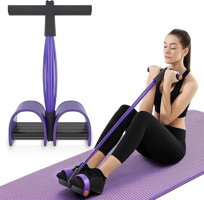 AT Sports Abdominal Trainer, Sit-Up Training Equipment, Bodybuilding Expander, Full Body Trainer for Home, 6 Tubes, Elastic Pull Rope, Multifunctional Leg Exerciser for Fitness, Weight Loss, Training, Yoga
