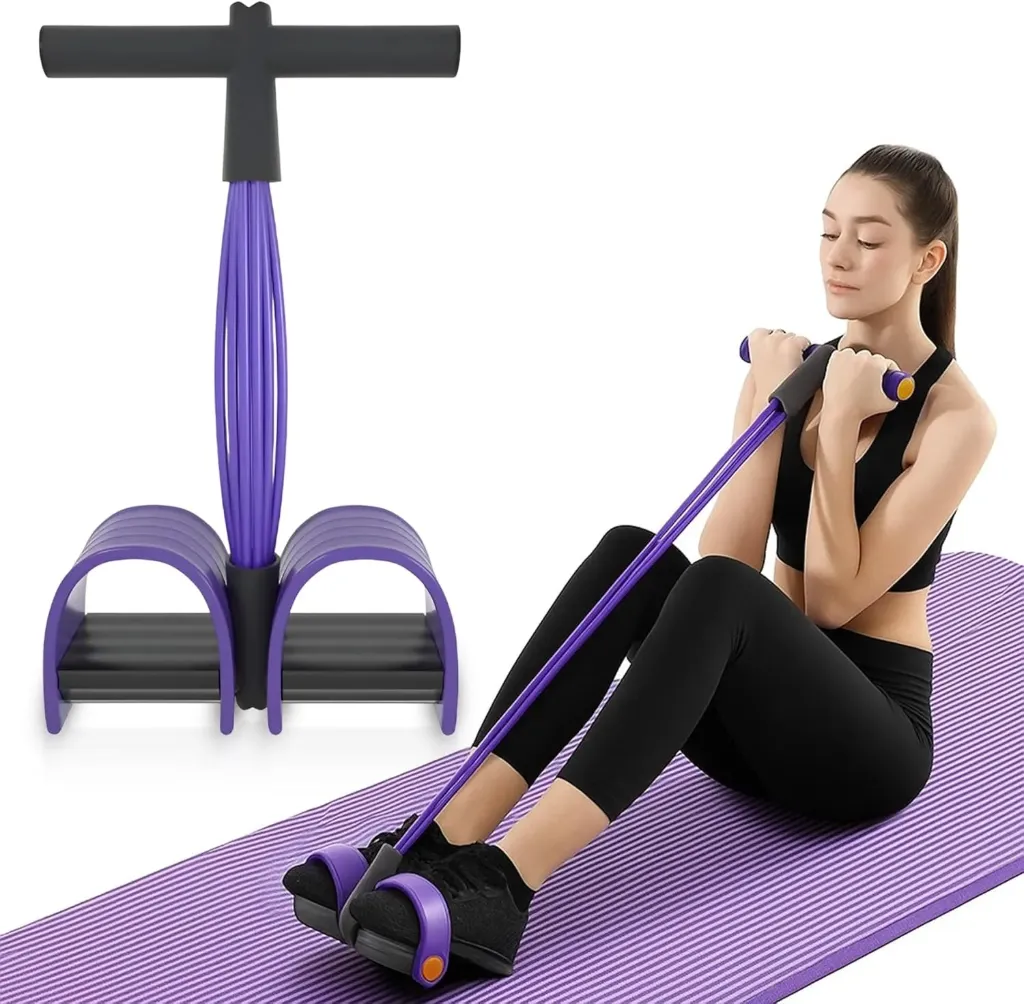 AT Sports Abdominal Trainer, Sit-Up Training Equipment, Bodybuilding Expander, Full Body Trainer for Home, 6 Tubes, Elastic Pull Rope, Multifunctional Leg Exerciser for Fitness, Weight Loss, Training, Yoga