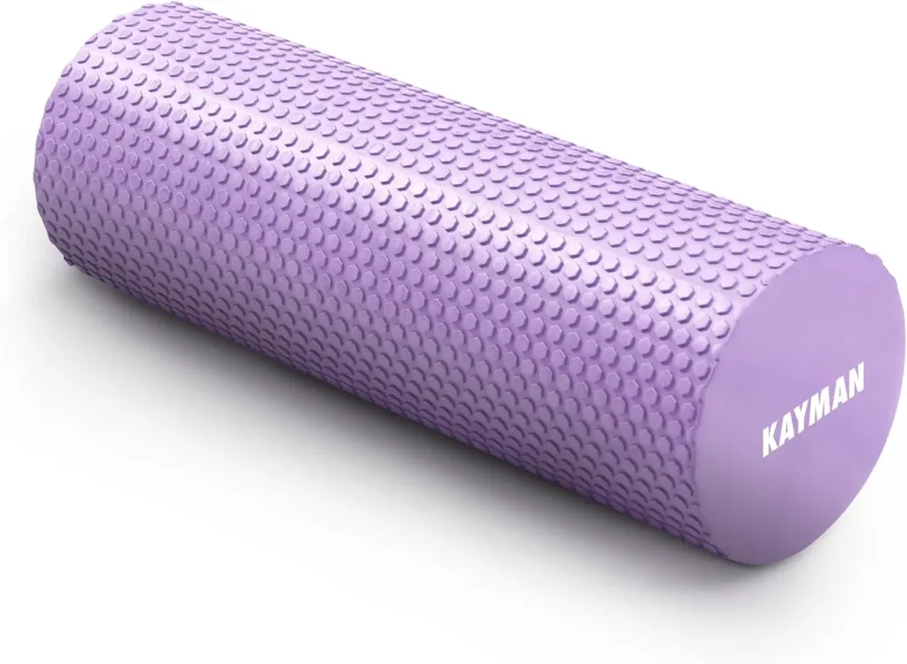AT Sports Foam Roller Sports Recovery, Deep Tissue Muscle Tension Relief & Circulation Increase Portable & Lightweight Self Massager for Back, Legs, Gym, Pilates & Yoga EVA 44.5 x 15cm (Purple)