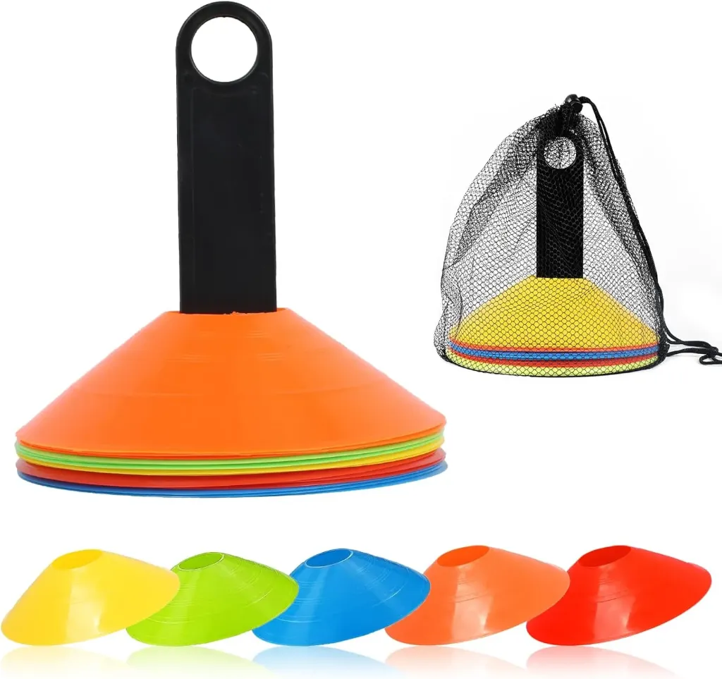 AT Sports 15 Pcs Football Cones Football Training Equipment for Kids Sports Cones Markers Soccer Disc Cones with Plastic Holder Plastic Cones for Football Training Field Space Marker Garden