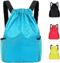 AT Sports Drawstring Bag Waterproof Swim PE Bag Unisex Large Sports String Backpack Oxford Fabric Gym Sack for School Travel Swimming Holidays Climbing Hiking (50 * 44)