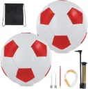 AT Sports 2 Pack Premium Leather Kids Football Size 5 - Durable Soccer Ball and Pump for Boys Girls Adults, All-Weather Indoor Outdoor Football Training & Competition Use