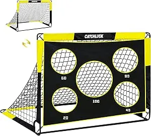 AT Sports Football Goal Pop Up Football Net for Kids 4ft x 3ft, 5ft x 4ft, Outdoor Training Equipment with Target and Carry Bag
