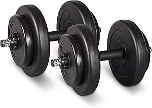 AT Sports Pair of 15Kg,20Kg,25Kg,30Kg Adjustable Dumbbells Free Weight Lifting, Hand Hold, Training Set For Fitness, Body Building, Muscles, Strength, Gym, Home Exercise With Chart (15.0 Kilograms)