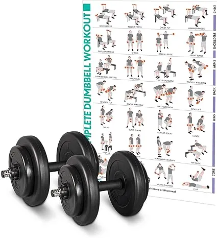 AT Sports Adjustable 6 in 1 Dumbbell Straight and Curl Barbell Kettlebell Push Up Set - 20KG 30KG 40KG SETS - Weight Lifting for Home Gym Fitness