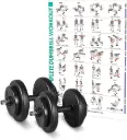 AT Sports Adjustable 6 in 1 Dumbbell Straight and Curl Barbell Kettlebell Push Up Set - 20KG 30KG 40KG SETS - Weight Lifting for Home Gym Fitness