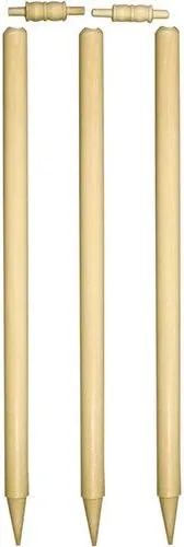 AT Sports Set Of 3 Full Size Cricket Wickets Wooden Stumps