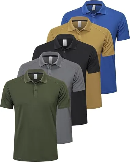 AT Sports 1/3/5 Pack Men's Polo Shirts Short Sleeve Quick Dry Breathable Top
