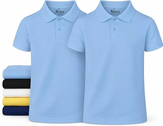 AT Sports Unisex Polo Short Sleeve Polycotton Boys Girls School Uniform Plain Half Sleeve Shirts Sports Wear Indoor Outdoor