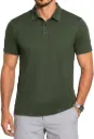 AT Sports Mens Polo Shirts Snap Button Quick Dry Golf Short Sleeve Tops S-3XL